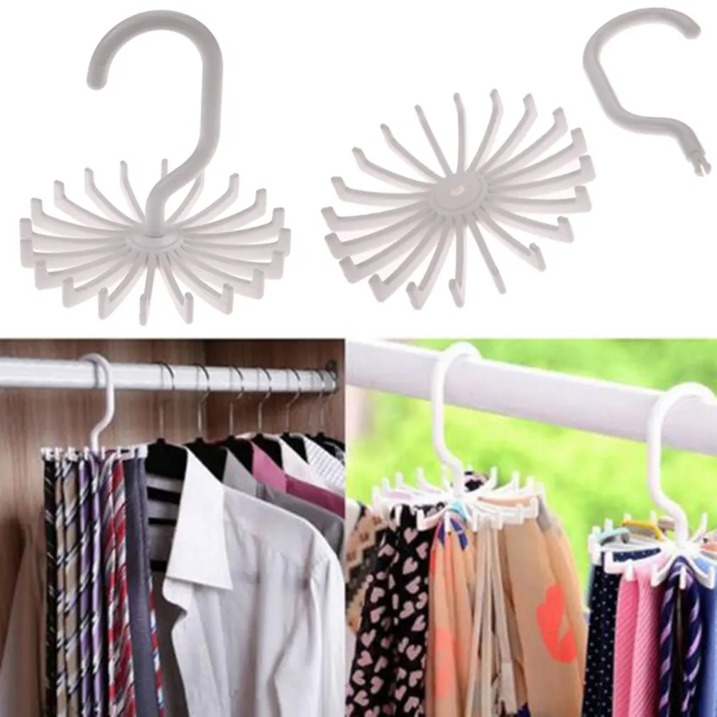 360 Degree Rotatable Ties Clothing Hanger Rack 20 Claw Scarf Organizer Twirling Scarf Belt Tie Hook Holder Family Storage