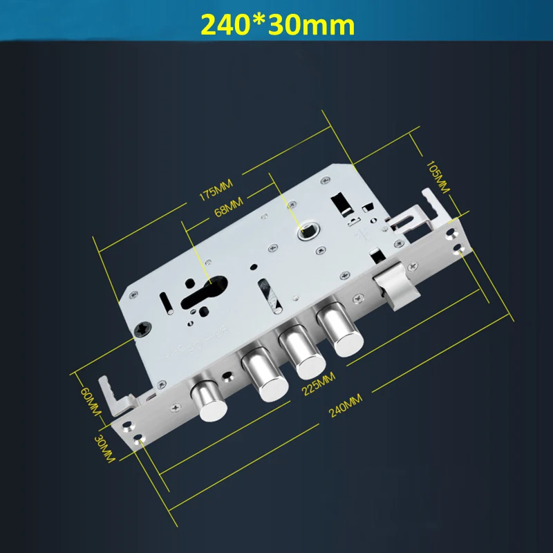 EGFirtor Metal Stainless Steel Electronic Lock Body Fingerprint Lock 240X24MM Square Bolt And Cylindrical Bolt