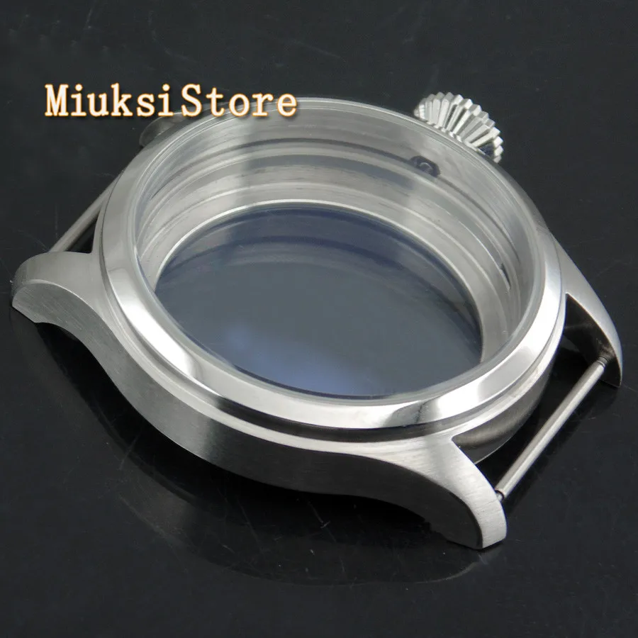 47mm watch case polished stainless steel  special scratch proof mineral glass fit sea gull ST3600 ETA 6497 6498 movements