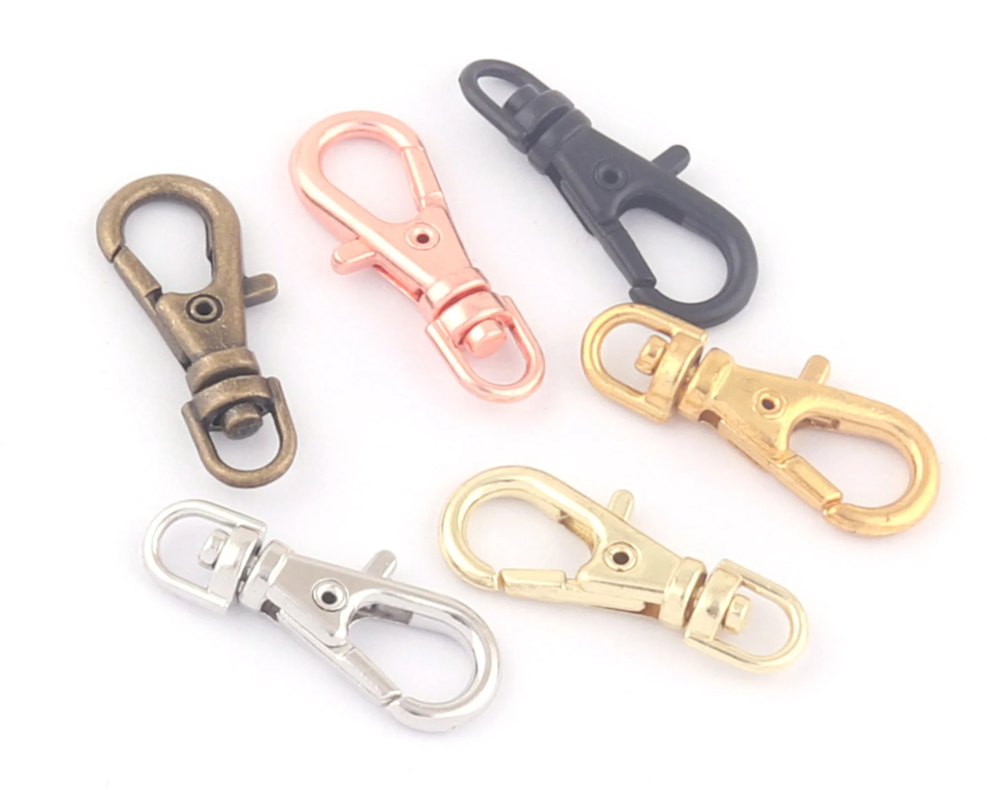 3mm Rose Gold Lobster Mini Swivel Snap Hook Clasps Claw Strap Purse Bag Handbag Push Gate Hook Keychain Clasp Key Ring Finding