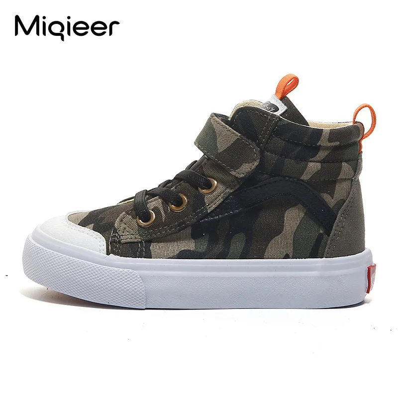 Kids Sneakers High Top Canvas Shoes For Children Comfortable Boys Girls School Skateboarding Camouflage Shoes Tenis Infantil