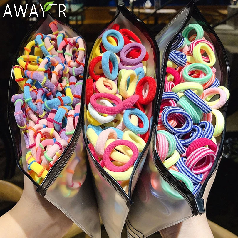 50/100pcs/Pack Girls Colorful Nylon Small Elastic Hair Bands Children Ponytail Holder Rubber Band Headband Kids Hair Accessories