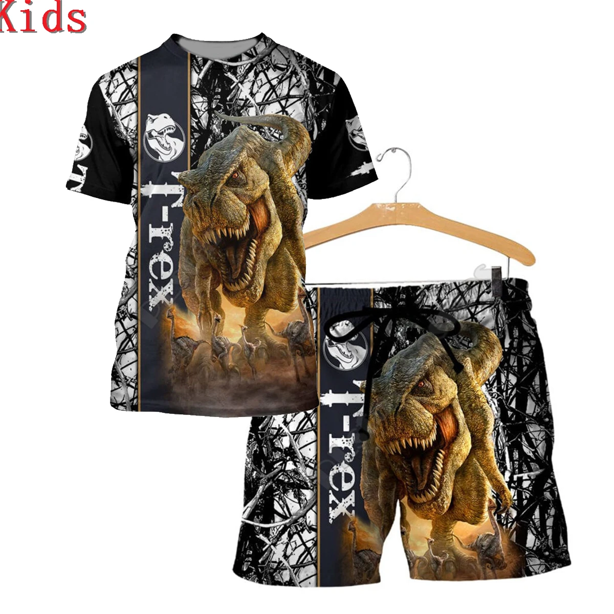 

Love Dinosaur 3D Printed T Shirts And Shorts Kids Funny Children's Suit Boy Girl Summer Short Sleeve Suit Kids Apparel 18