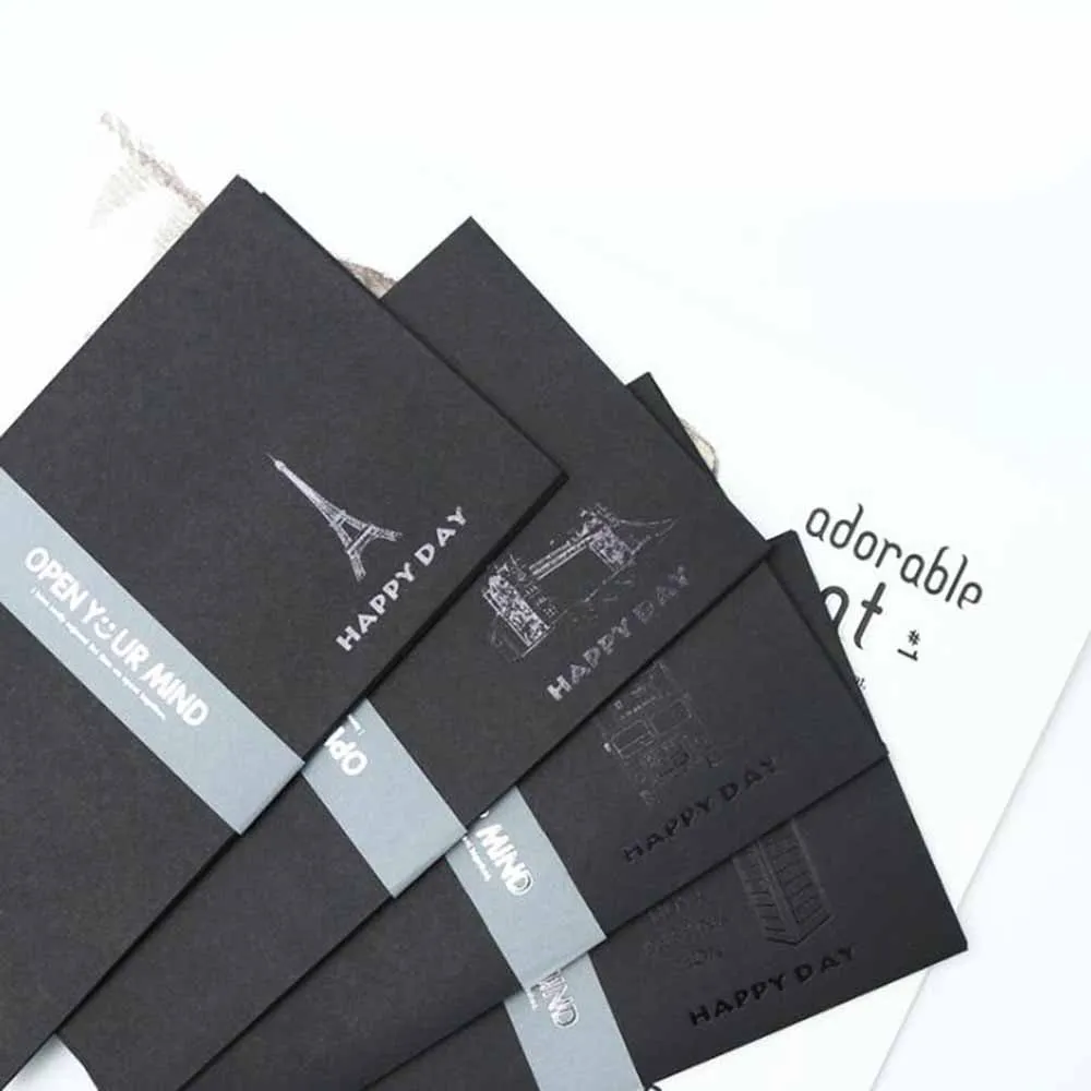 5 Pcs Black Paper Envelope Retro Wedding Party Holiday Gilding Greeting Card Bronzing Business Invitation Postcard Envelope