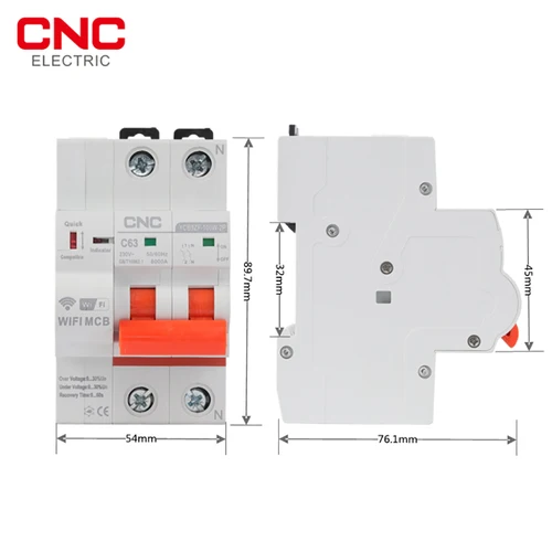 Imagen 2 del producto Disyuntor inteligente CNC 2P Tuya WIFI, temporizador remoto, relé de voltaje de cortocircuito de sobrecarga para Alexa y Google Home