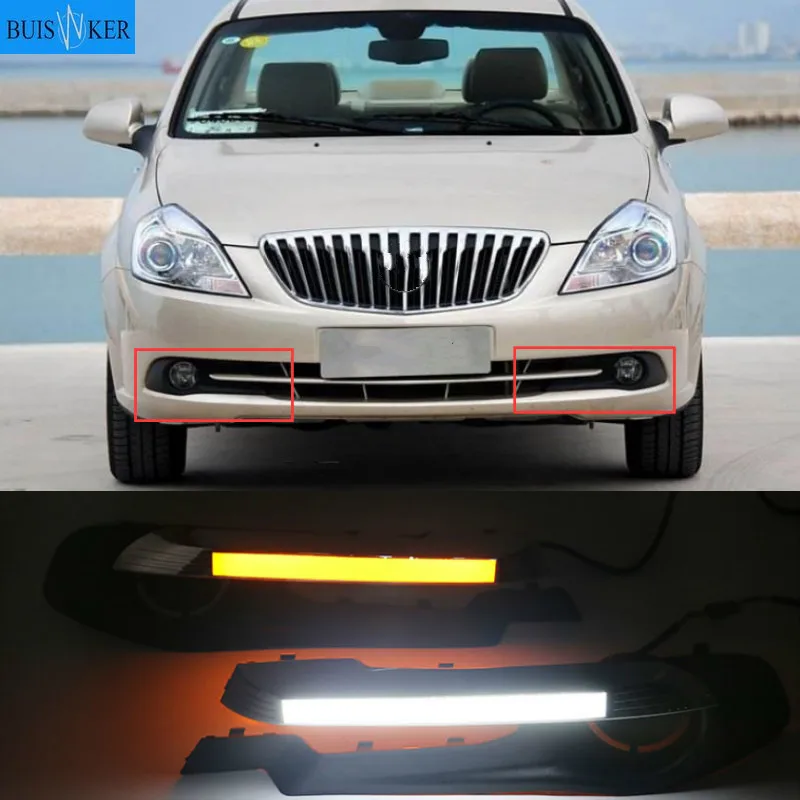 

2pcs For Buick Excelle 2013-2015 White yellow blue Front Fog Lamp Day Light LED DRL daytime running light