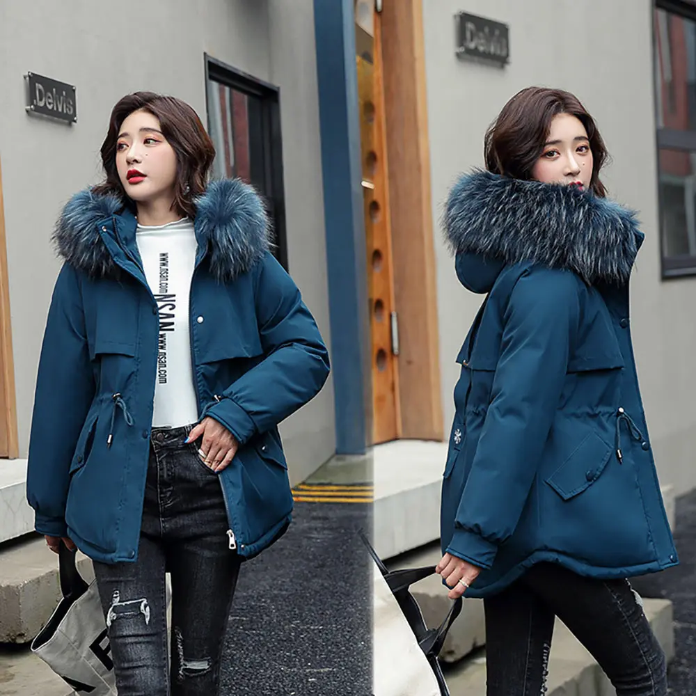 Vielleicht New Cotton Thick Warm Winter Jacket Coat Women Casual Short Parkas Winter Clothes Fur Lining Hooded Parka Mujer Coats