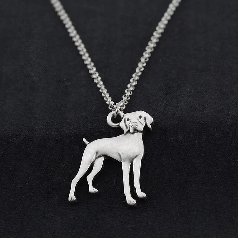 Vintage Silver Color Boho Vizsla German Shorthaired Pointer Dog Charm Statement Necklace Long Chain For Women Men Jewelry Choker