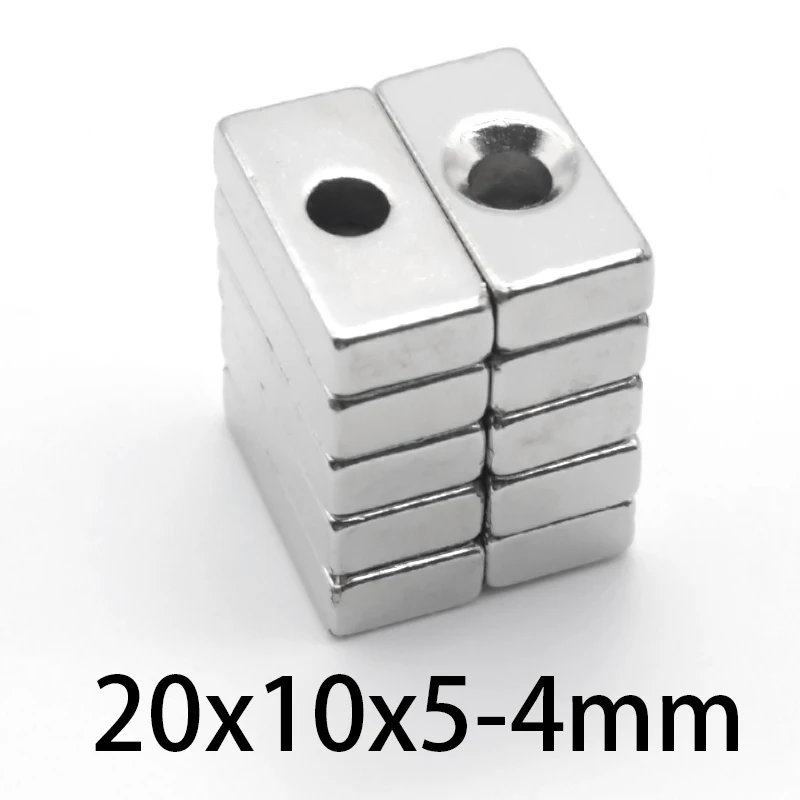 20*10*5-4mm Super Neodymium Magnets Countersunk hole 4mm Block Permanent  20x10x5-4mm Magnets Permanent NdFeB super