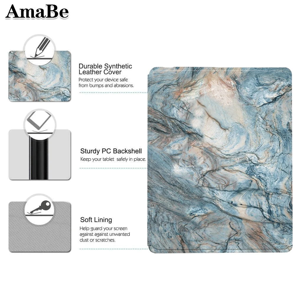 Capa de couro mármore à prova de choque para huawei mediapad t5 10 10.1 polegadas capa protetora para tablets