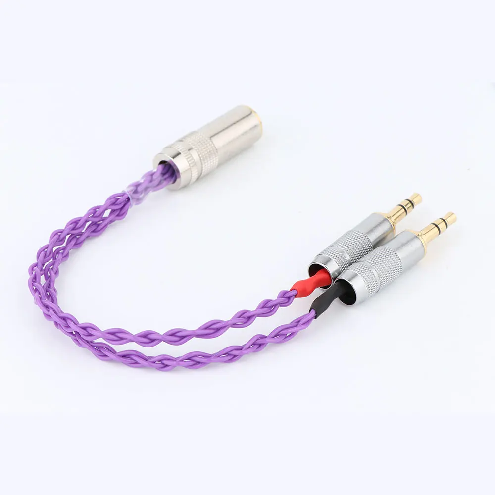 Hi-end 10cm 7n occ único cristal cobre banhado a prata 4.4mm fêmea balanceada para 2x3.5mm adaptador de ouro cabo de áudio aux
