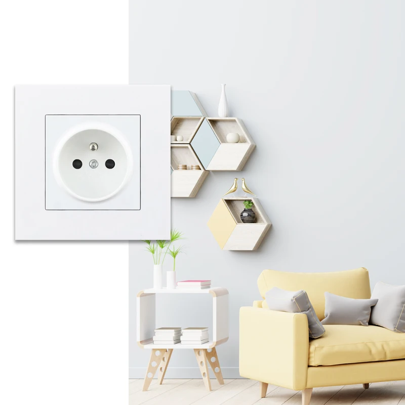 Avoir Wall Socket FR French Standard Plug Electrical Outlets Plastic Panel Power Sockets 86mm * 86mm 16A White Black Gray Golden