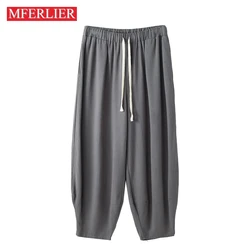 Spring Summer Plus Size Pants Men 12XL 11XL 10XL 9XL 8XL 7XL Waist 170cm Cotton Linen Trousers Loose Pants