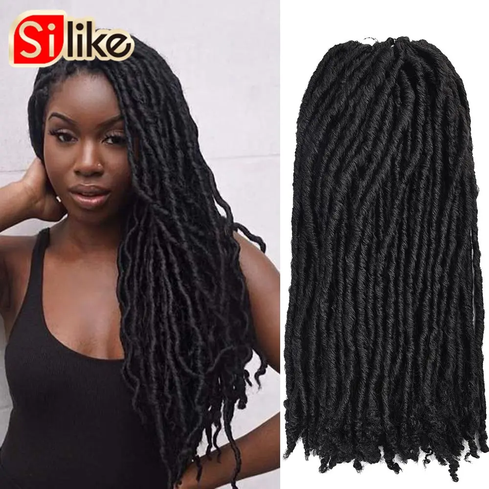 Silike Synthetic Goddess Faux Locs Crochet Hair 18Inch Dreadlock Braids Natural Pre looped Crotchet Braiding Hair Extensions