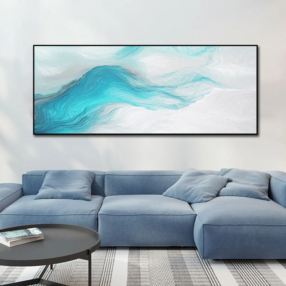 

Modern Abstract Landscape Pictures Prints Wall Art Canvas Painting for Living Room Home Blue Wind Posters Decoration accessorie