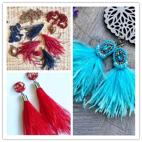 1Bundle Dyeing Ostrich Feathers Tassel Silk Dress Clothes Sewing Accessories Real Ostrich Plume Decoration Jewelry Making Crafts