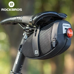 ROCKBROS Bike Tail Bag IPX3 Waterproof Reflective Hidden Space Hang Taillight MTB Road Bicycle Saddle Bag Cycling Accessories