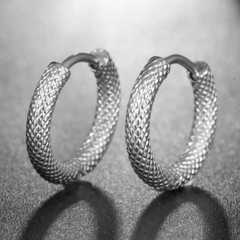 Fashion Two Colors Stainless Steel Hoop Earrings Stripes Huggie Earrings Circle Fashion Earrings for Women Girls Jewelry