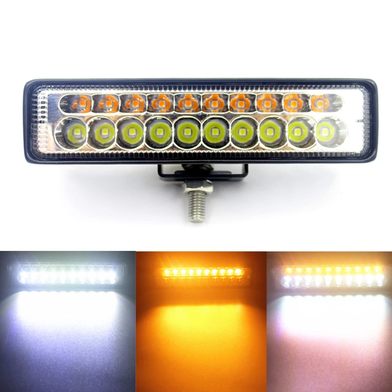 20W LED Light Bar Yellow White Warning Fog Lamp for SUV ATV Off-road Motorcycle Truck Trailer 4x4 E-bike Car  Accessories 12V