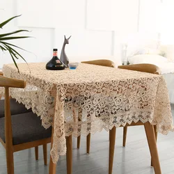 Pastoral style embroidery flower  tablecloth high-grade elegant lace hollowed-out simple tea table wine red TV cabinet cover