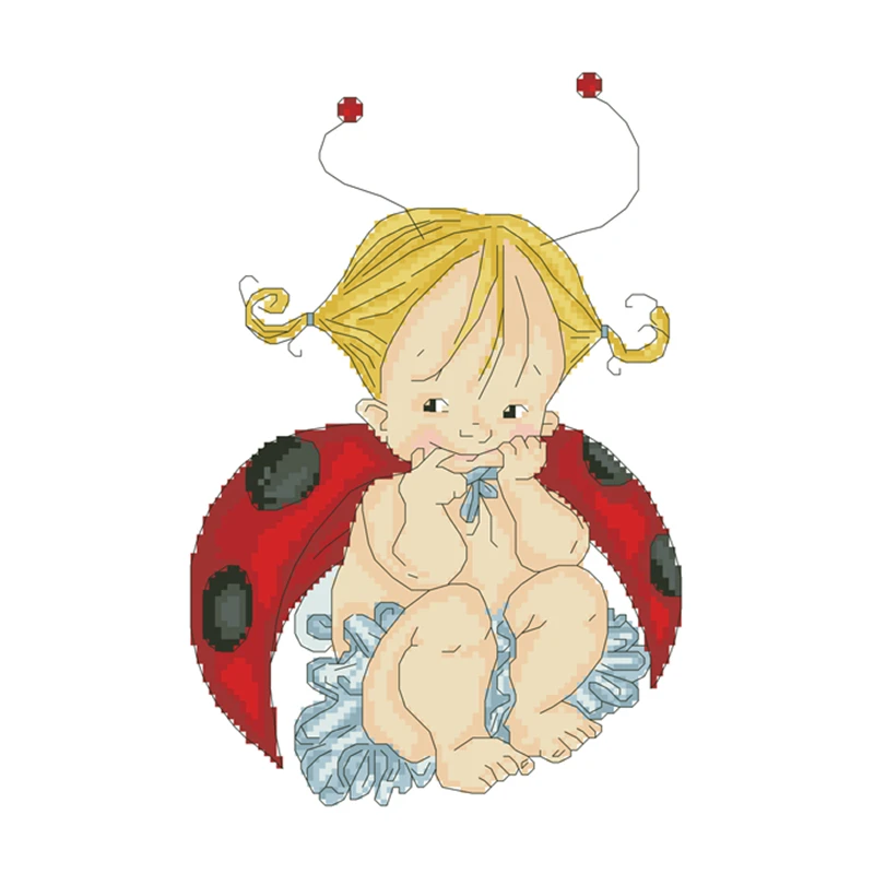 Little ladybug cross embroidery kit cartoon pattern design 18ct 14ct 11ct unprint canvas Cross-stitch DIY needlework