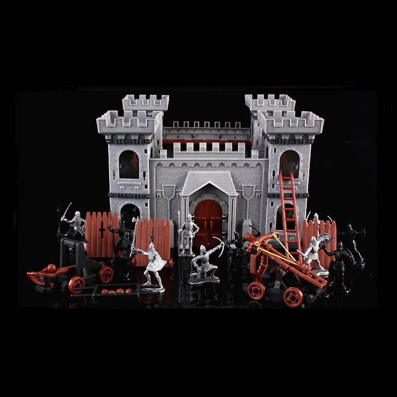 

Medieval Stronghold Model Defence Castle Knights Military Fort with Soldier Chariot Christmas Toy Boy Gift