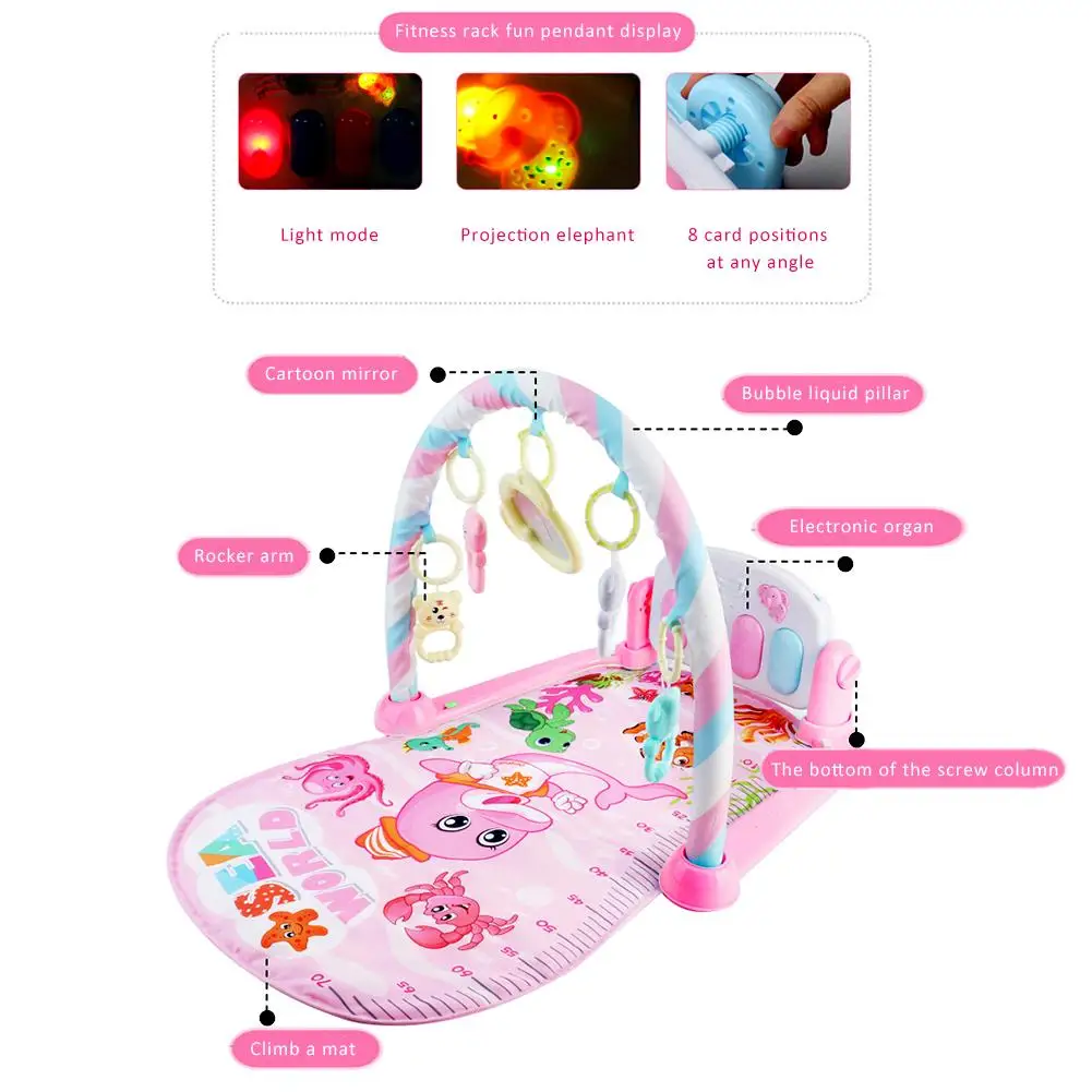 Baby Pedal Piano Musical Baby Play Mat Play Piano Activity Gym With Hanging Toys Baby Companion For Babies Ages 0-36 Months Old