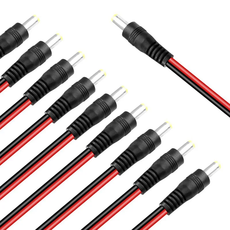 10 Pairs 2.1x5.5mm Male Female Plug 12V DC Power Pigtail Cable Jack For Cctv Camera Connector Tail Extension 12V DC Cords