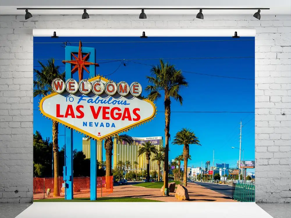 

VinylBDS 200x300cm (6.5x10ft ) City Achtergrond Doeken Fotografie Las Vegas Wedding Romantic Washable Photo Booth Backdrop