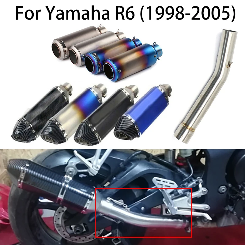 

For Yamaha YZF R6 1998-2005 Motorcycle Full Exhaust Systems Link Pipe Motocross Muffler Silencer DB Killer Dirt Bike escape moto