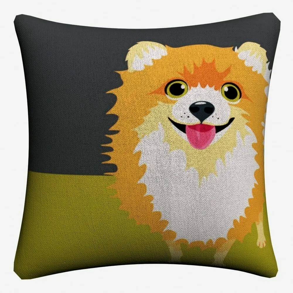 Pomeranian Puppy Dog Simple Art Cushion Cover For Sofa Chair Home Decor Almofada