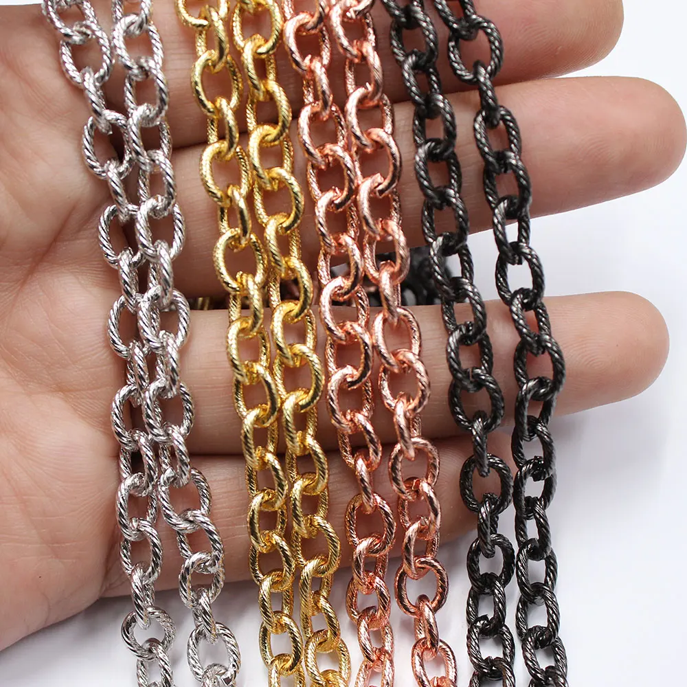 

APDGG 1 Meter 7x9mm Bezel Set Gold Plated Copper Fashion Chain Paperclip Neck Chain Pearl Necklace Bracelet Making DIY