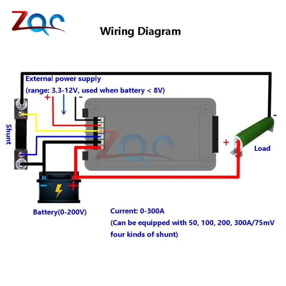 DC 0-200V 0-300A Digital Voltmeter Ammeter Car Battery Tester Capacity Resistance Voltage Current Power Energy Meter Monitor image 3