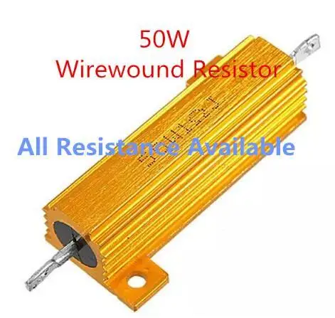 New 50W 22R 25R 27R 33R 47R 220R 500R 1KR  Aluminum Power Metal Shell Case Wirewound Resistor 22 27 33 47 220 500 1K ohm 50W 5%