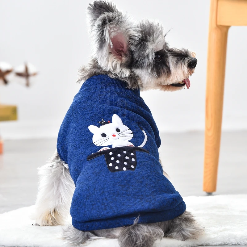 Cute Cat Dog Pullover Sweater Red Blue Autumn Pet Labrador Schnauzer Small Medium Large Puppy Animal Coat Jacket Clothing Shop