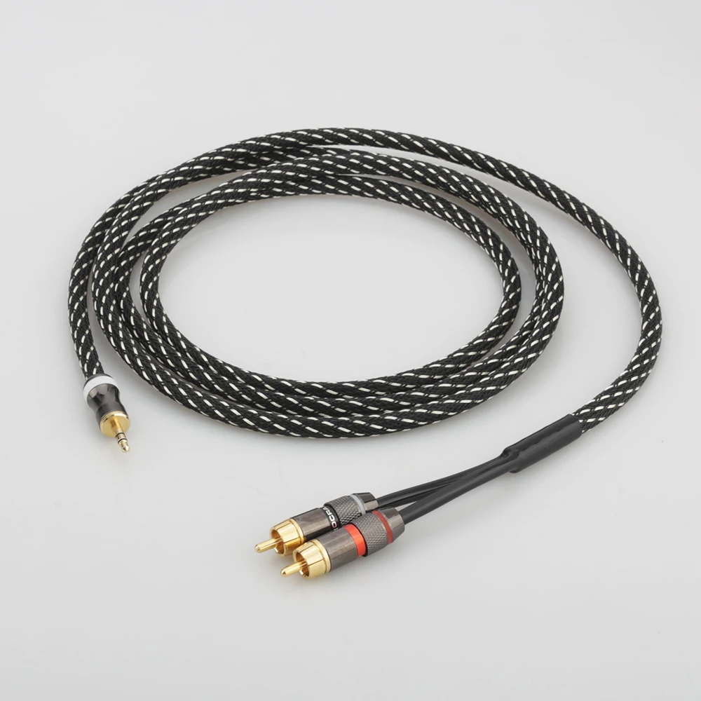 Audiocrast 3.5mm to RCA Cable 2-Male RCA to AUX Cable 99.99% 4N-OFC 1/8 to RCA Stereo Cable Audiophiles Headphone RCA Cable