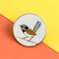 Australian superb blue fairy wren Bird brooch Unique gift Gift for valentine Jewelry enamel pin Accessory Decorate