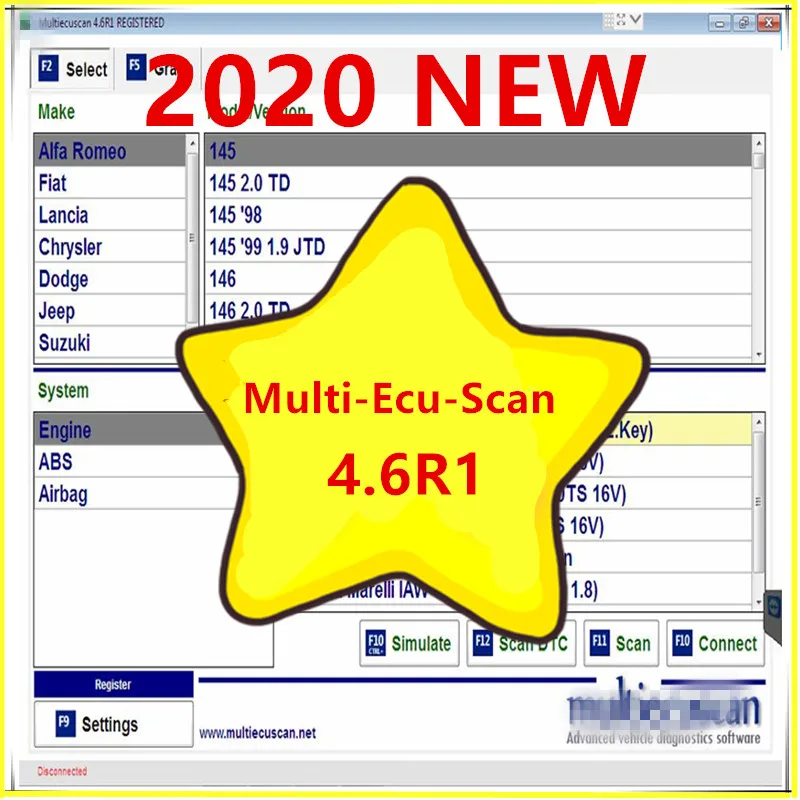 2024 Hot Sale Multi-Ecu-Scan v4.6R FULL Registered NEW Multi-Ecu-Scan v4.6R CD USB Flash Disk free shipping