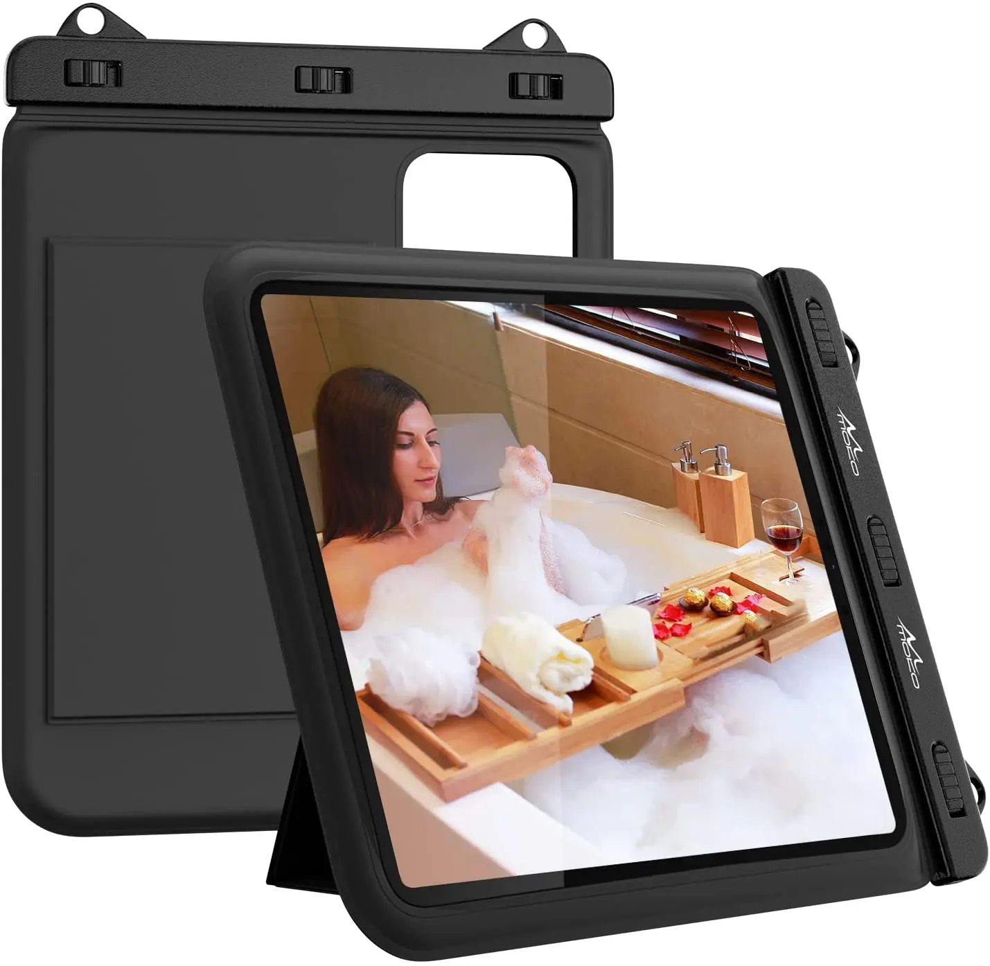 MoKo Waterproof Tablet Case 12 inch for iPad Pro 11,Galaxy Tab S6/S7 Bathroom Kitchen Stand Pouch Tablet Dry Bag