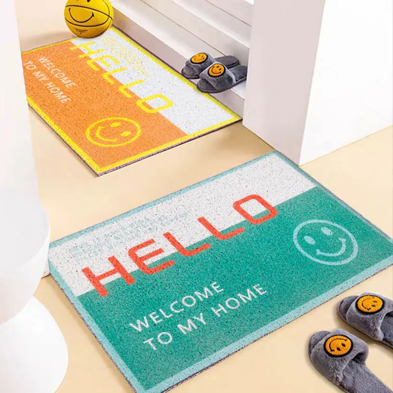 

Hello Welcome Door Mat, PVC Silk Loop Carpet, Kitchen Mat, Bath Mat, Non-slip Doormat, Hallway Porch Mats, Living Room Rug Decor