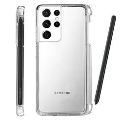 Funda transparente con ranura para bolígrafo para Samsung Galaxy S21 Ultra 5G, cubierta de TPU antigolpes, fundas de lujo