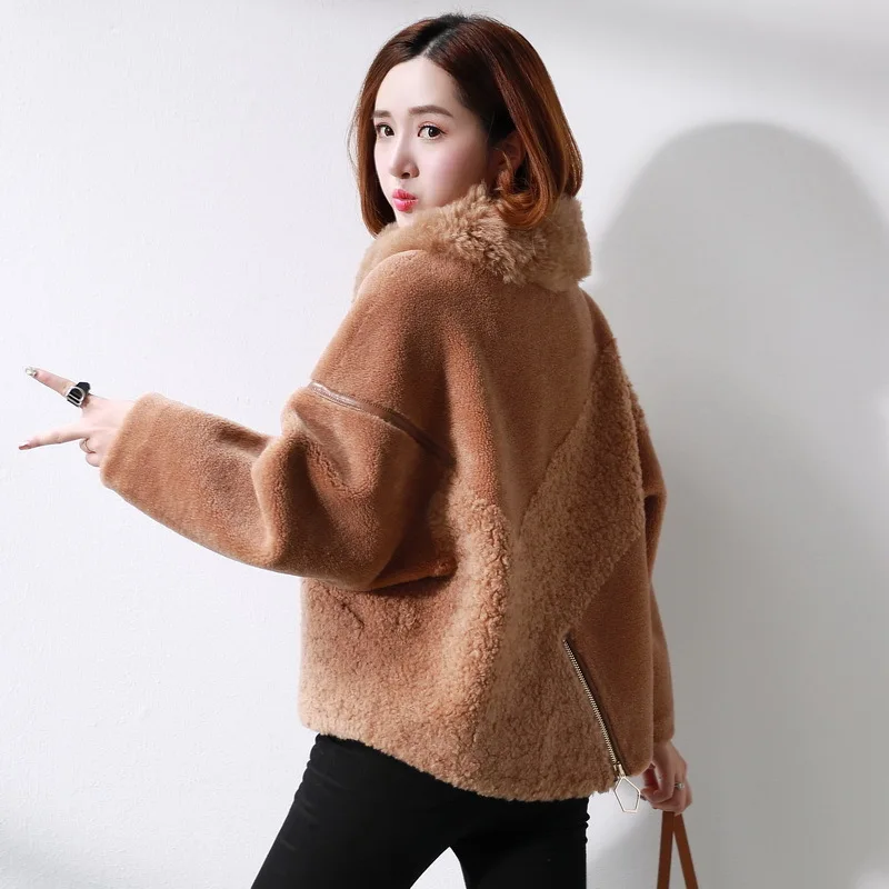 Autumn Winter Jacket Women Sheep Shearing Fur Coats Female Short Natural Wool Overcoat Warm Spring Clothes 2020 LWL1379