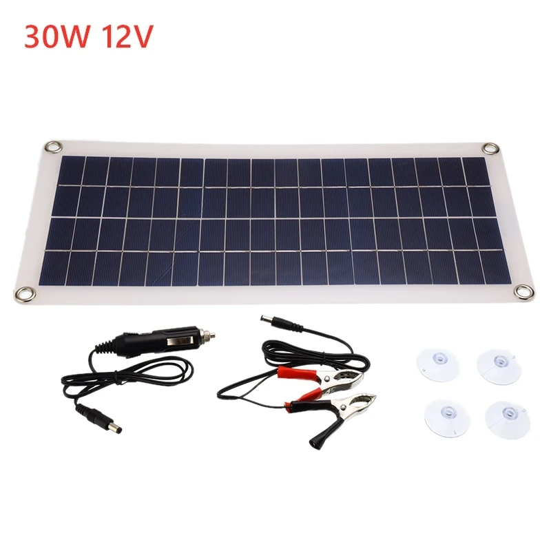 Solar Panel 30W 12V Dual USB Output Solar Cells Poly Solar Panel 10/20/30/40/50A Controller for Car Yacht Battery Boat Charger