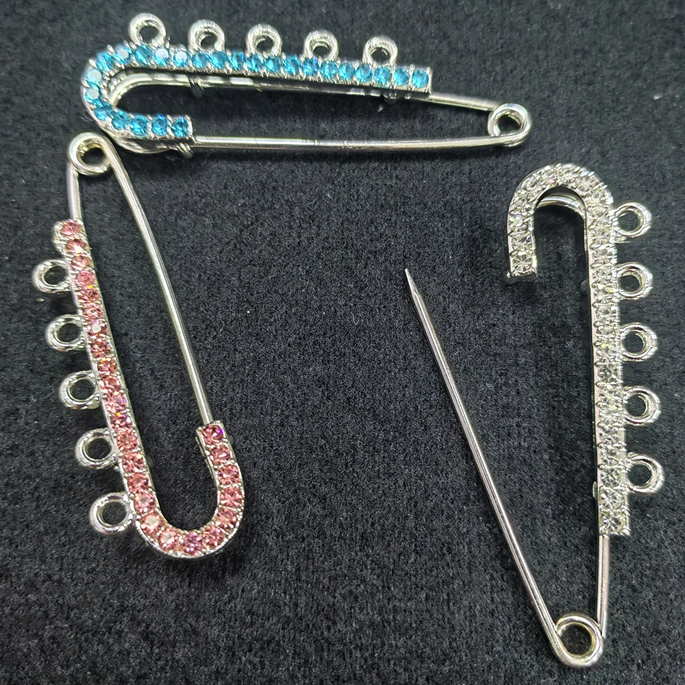 5.5 cm Silver Plated Baby Stroller Pins For Kids Muslim Islam Allah Brooches Safety Pins With 5 Loops For Baby Newborn