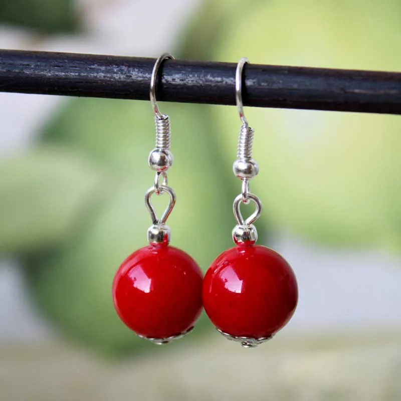 Retro Fringed Ladies Earrings Luxury Tibetan Tremella Hook Natural Stone Pendant Earrings Bohemian Style Jewelry