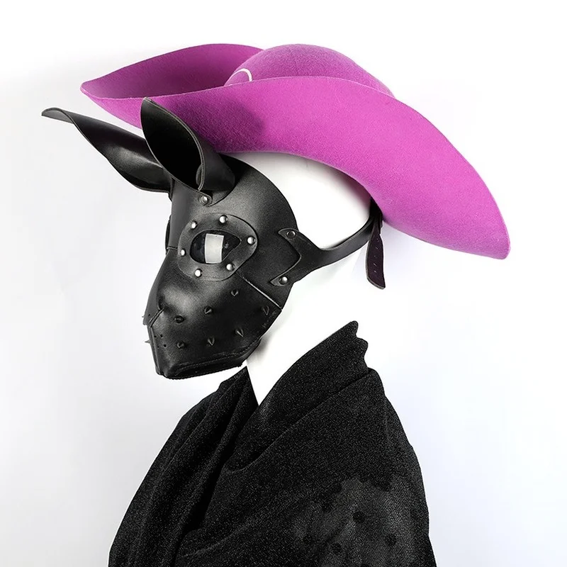 Three-dimensional Punk Mask Nightclub Carnival Mask PU Rabbit Cosplay Masks 3D Rabbit Masque Adults PU Bunny Girl Mask Halloween