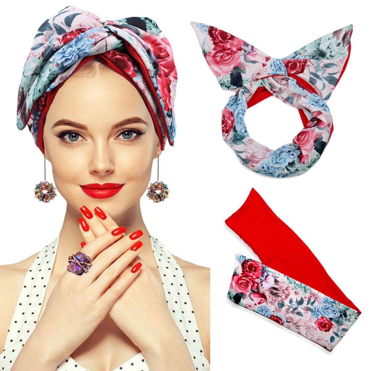 Bohemia Fashion printing knotted headbands Hair Ribbon Metal Wire Scarf Hairband Girls Hair accessories for Women Gifts