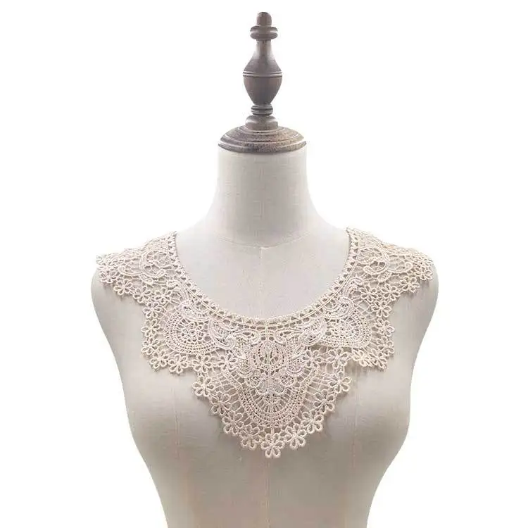 1Pc Mix Style Beige Embroidered Lace  Neckline Fake Collar Venise For Dress Applique Accessories Patch Lace Fabric