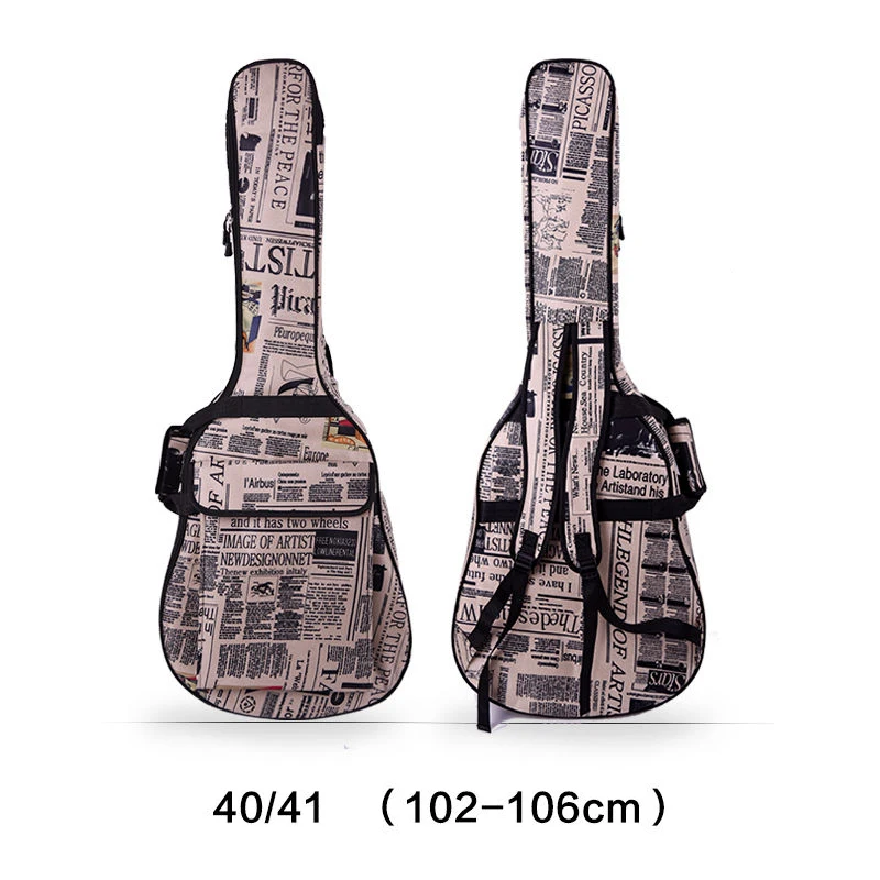 

41/40 inch Acoustic Guitar Bag 600D Water-resistant Oxford Cloth Newspaper Style Double Padded Straps Gig Bag Guitar Case