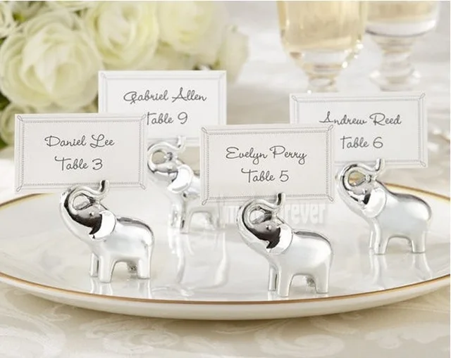 

200pcs "Lucky In Love "silver-finish Lucky Elephant Place Card Holder, Photo Holder Place Card Holder DHL Free Shipping